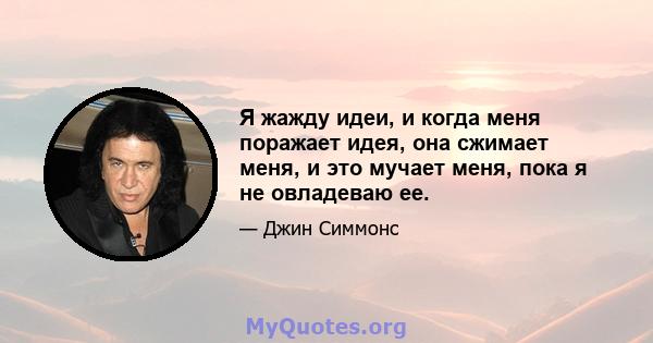 Я жажду идеи, и когда меня поражает идея, она сжимает меня, и это мучает меня, пока я не овладеваю ее.