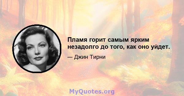 Пламя горит самым ярким незадолго до того, как оно уйдет.