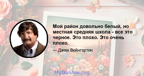 Мой район довольно белый, но местная средняя школа - все это черное. Это плохо. Это очень плохо.