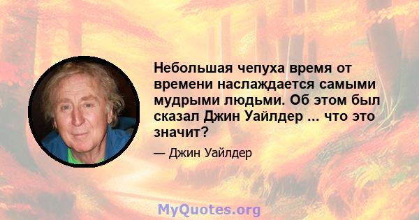 Небольшая чепуха время от времени наслаждается самыми мудрыми людьми. Об этом был сказал Джин Уайлдер ... что это значит?