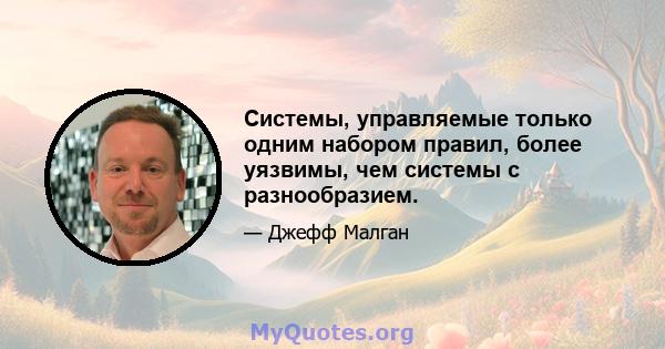 Системы, управляемые только одним набором правил, более уязвимы, чем системы с разнообразием.