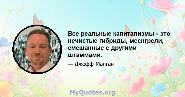 Все реальные капитализмы - это нечистые гибриды, меснгрели, смешанные с другими штаммами.