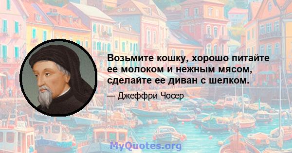 Возьмите кошку, хорошо питайте ее молоком и нежным мясом, сделайте ее диван с шелком.