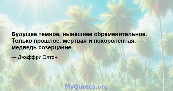 Будущее темное, нынешнее обременительное. Только прошлое, мертвая и похороненная, медведь созерцание.