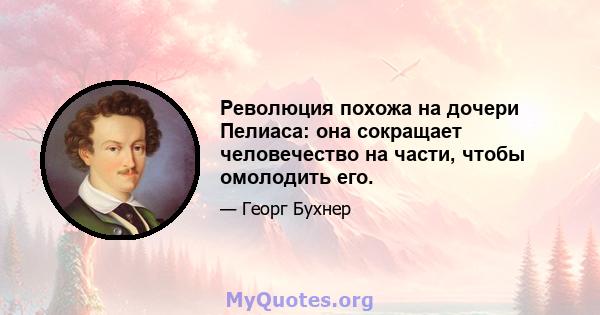 Революция похожа на дочери Пелиаса: она сокращает человечество на части, чтобы омолодить его.