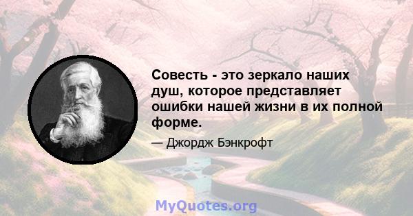 Совесть - это зеркало наших душ, которое представляет ошибки нашей жизни в их полной форме.