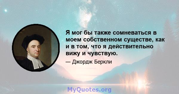 Я мог бы также сомневаться в моем собственном существе, как и в том, что я действительно вижу и чувствую.