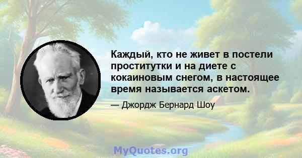 Каждый, кто не живет в постели проститутки и на диете с кокаиновым снегом, в настоящее время называется аскетом.