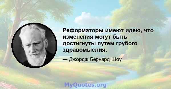 Реформаторы имеют идею, что изменения могут быть достигнуты путем грубого здравомыслия.