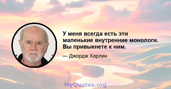 У меня всегда есть эти маленькие внутренние монологи. Вы привыкнете к ним.