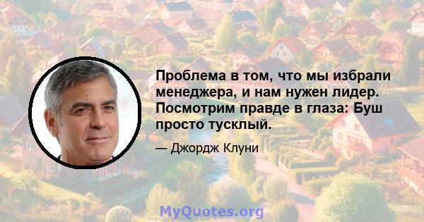 Проблема в том, что мы избрали менеджера, и нам нужен лидер. Посмотрим правде в глаза: Буш просто тусклый.