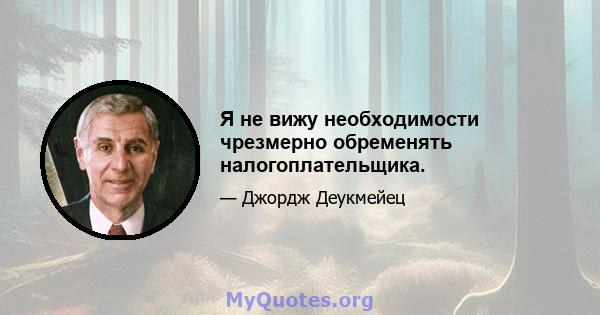 Я не вижу необходимости чрезмерно обременять налогоплательщика.