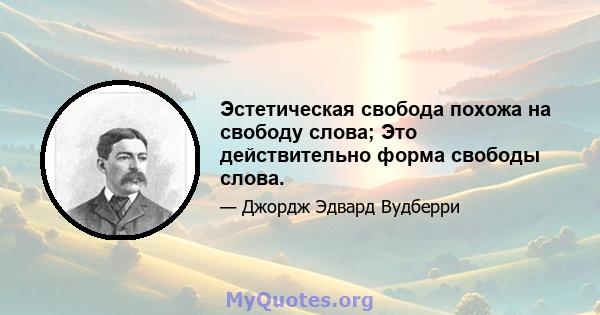 Эстетическая свобода похожа на свободу слова; Это действительно форма свободы слова.