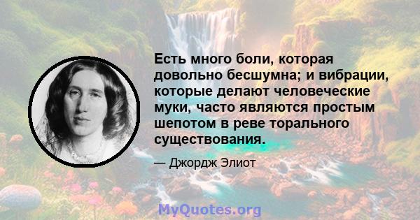 Есть много боли, которая довольно бесшумна; и вибрации, которые делают человеческие муки, часто являются простым шепотом в реве торального существования.