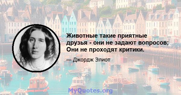 Животные такие приятные друзья - они не задают вопросов; Они не проходят критики.