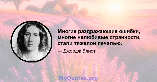 Многие раздражающие ошибки, многие нелюбивые странности, стали тяжелой печалью.