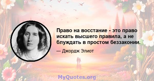 Право на восстание - это право искать высшего правила, а не блуждать в простом беззаконии.