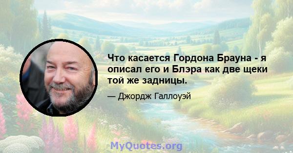 Что касается Гордона Брауна - я описал его и Блэра как две щеки той же задницы.