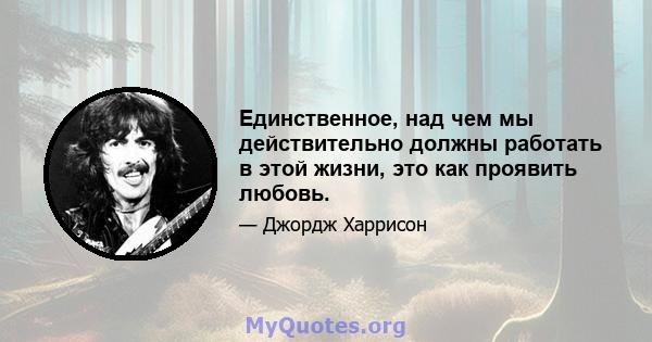 Единственное, над чем мы действительно должны работать в этой жизни, это как проявить любовь.