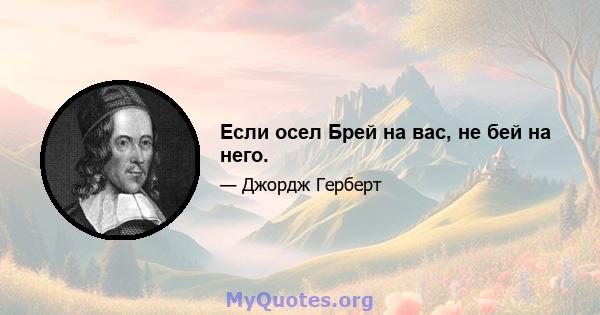 Если осел Брей на вас, не бей на него.