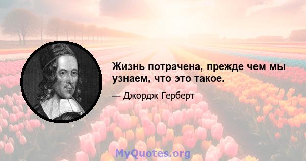 Жизнь потрачена, прежде чем мы узнаем, что это такое.