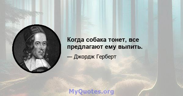 Когда собака тонет, все предлагают ему выпить.