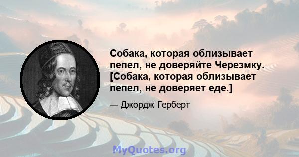 Собака, которая облизывает пепел, не доверяйте Черезмку. [Собака, которая облизывает пепел, не доверяет еде.]