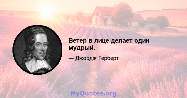 Ветер в лице делает один мудрый.