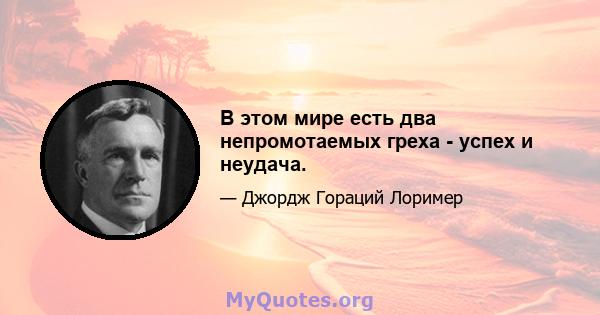 В этом мире есть два непромотаемых греха - успех и неудача.