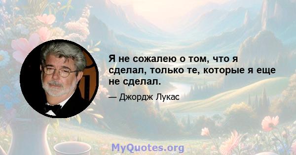 Я не сожалею о том, что я сделал, только те, которые я еще не сделал.