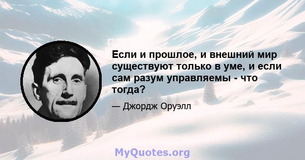 Если и прошлое, и внешний мир существуют только в уме, и если сам разум управляемы - что тогда?