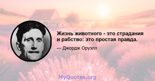 Жизнь животного - это страдания и рабство: это простая правда.