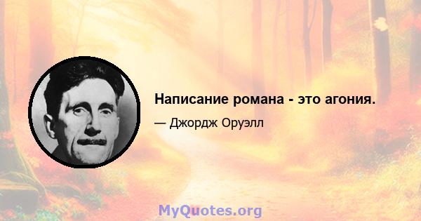 Написание романа - это агония.