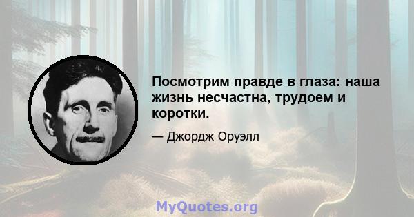 Посмотрим правде в глаза: наша жизнь несчастна, трудоем и коротки.