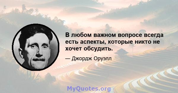 В любом важном вопросе всегда есть аспекты, которые никто не хочет обсудить.