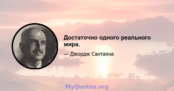 Достаточно одного реального мира.