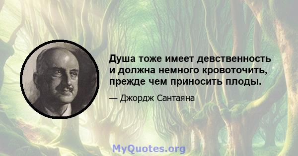 Душа тоже имеет девственность и должна немного кровоточить, прежде чем приносить плоды.