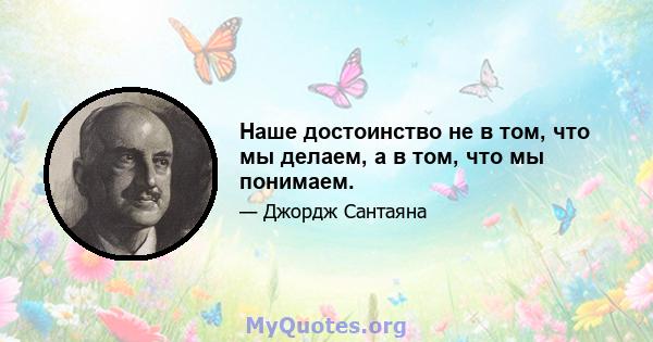 Наше достоинство не в том, что мы делаем, а в том, что мы понимаем.