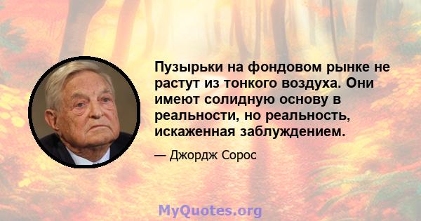 Пузырьки на фондовом рынке не растут из тонкого воздуха. Они имеют солидную основу в реальности, но реальность, искаженная заблуждением.