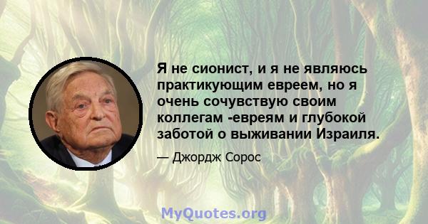 Я не сионист, и я не являюсь практикующим евреем, но я очень сочувствую своим коллегам -евреям и глубокой заботой о выживании Израиля.