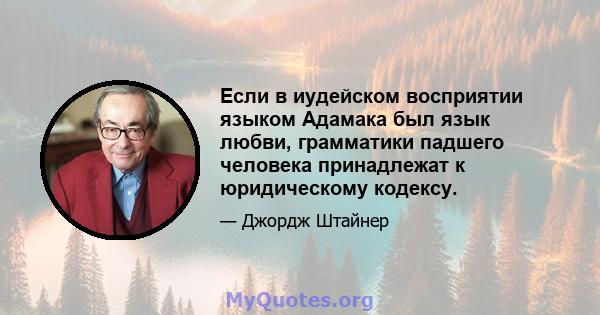 Если в иудейском восприятии языком Адамака был язык любви, грамматики падшего человека принадлежат к юридическому кодексу.