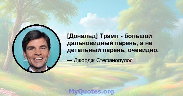 [Дональд] Трамп - большой дальновидный парень, а не детальный парень, очевидно.