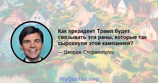 Как президент Трамп будет связывать эти раны, которые так сырохнули этой кампанией?