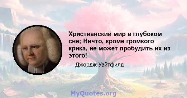 Христианский мир в глубоком сне; Ничто, кроме громкого крика, не может пробудить их из этого!