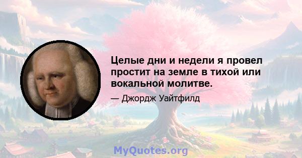 Целые дни и недели я провел простит на земле в тихой или вокальной молитве.