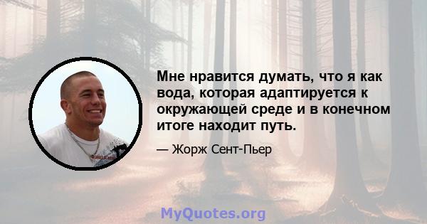 Мне нравится думать, что я как вода, которая адаптируется к окружающей среде и в конечном итоге находит путь.