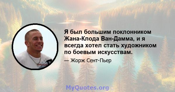 Я был большим поклонником Жана-Клода Ван-Дамма, и я всегда хотел стать художником по боевым искусствам.