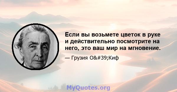 Если вы возьмете цветок в руке и действительно посмотрите на него, это ваш мир на мгновение.