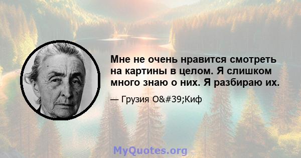 Мне не очень нравится смотреть на картины в целом. Я слишком много знаю о них. Я разбираю их.