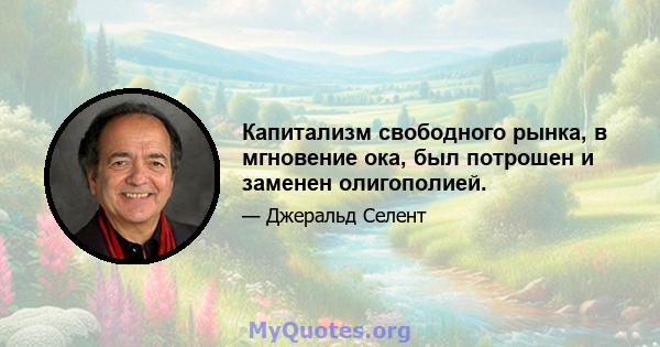 Капитализм свободного рынка, в мгновение ока, был потрошен и заменен олигополией.